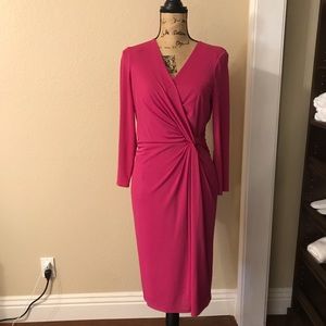 Pink Long Sleeve Wrap Dress 🌷